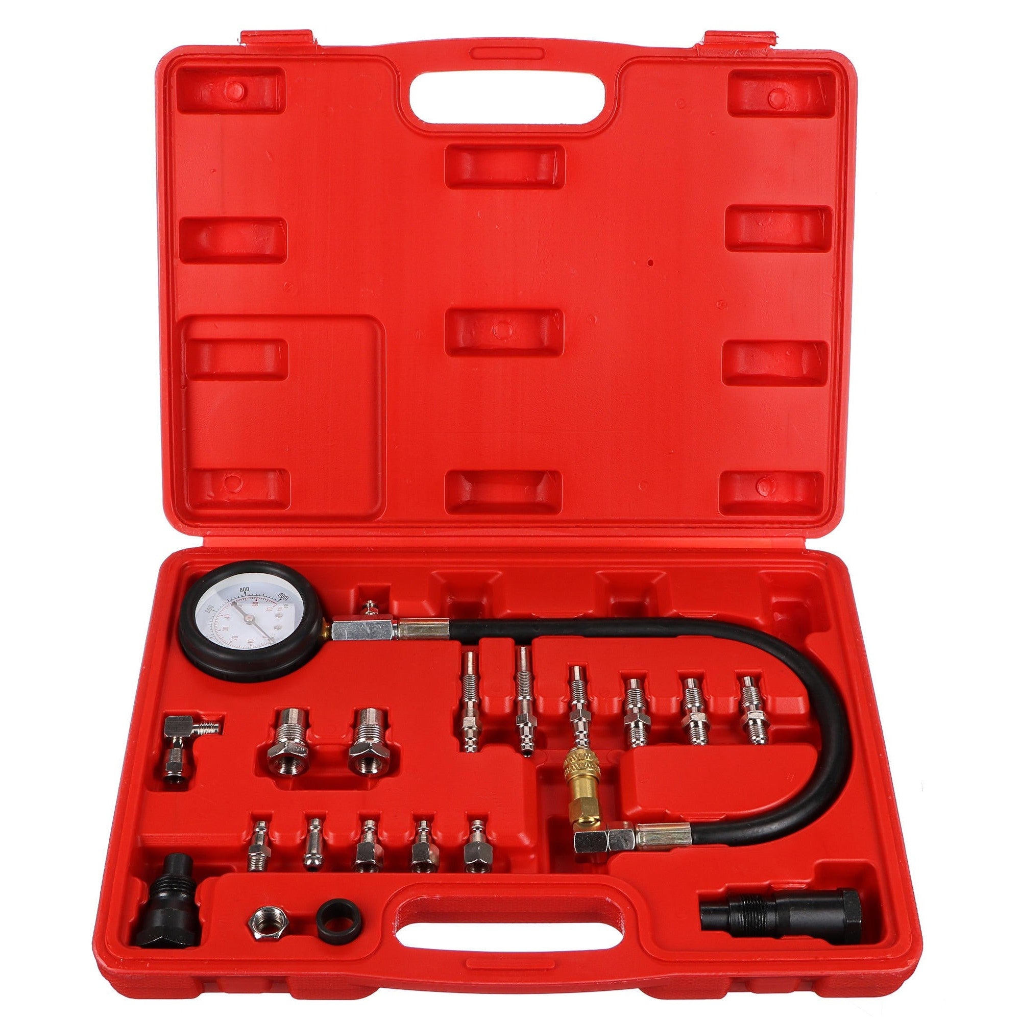Professional Diesel Engine Cylinder Pressure Tester Kit, 21-Piece 0-1015 PSI Gauge Set